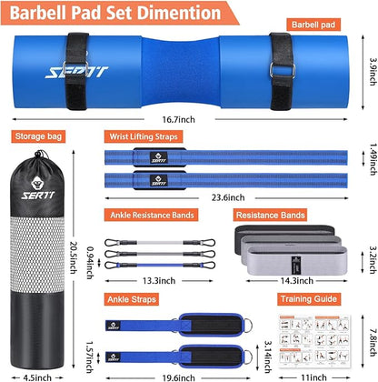 12Pcs Foam Barbell Pad Set for Squats 1 Gym 1 Carry 2 Lifting 2 Ankle 3 Ankle 3 Hip