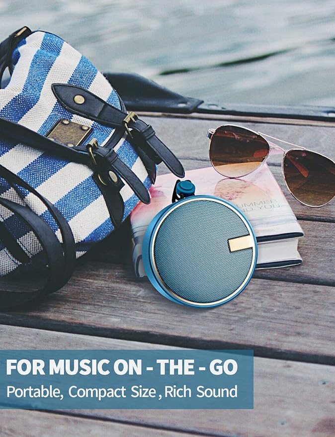 INSMY C12 IPX7 Waterproof Shower Bluetooth Speaker, Portable Small Speaker, Speakers Bluetooth Wireless Loud Clear Sound Support TF CSuard ction Cup for Outdoor Kayak Canoe Beach Gift (Navy)