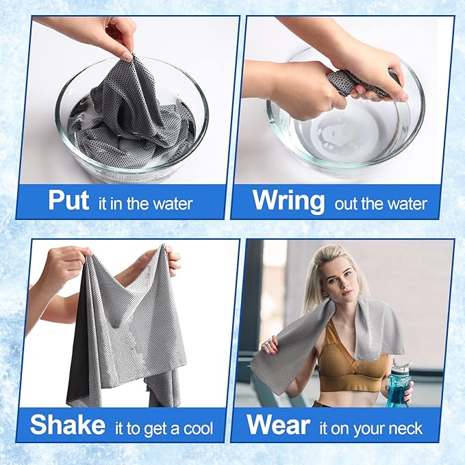 Shellwei 50 Pcs Cooling Towel 40 x 12 Inch Microfiber Workout Towels Breathable Chilly Towel Ice Cool Cold Towels Bulk Fast Drying Absorbent Sweat Rag for Neck Yoga Sports Golf Gym