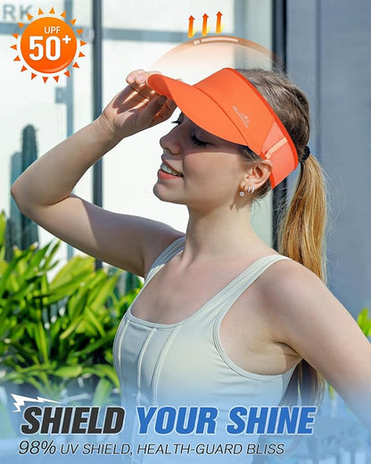 GXCROR Sports Sun Visor Hat Men Women, Lightweight Breathable Quick Dry Sports Sun Hat for Running Golf Tennis