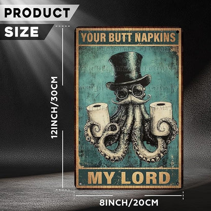 Funny Octopus Retro Metal Tin Sign Nautical Bathroom Decor Toilet Restroom Funky Home Decor Wall Art Sign 12 * 8inch