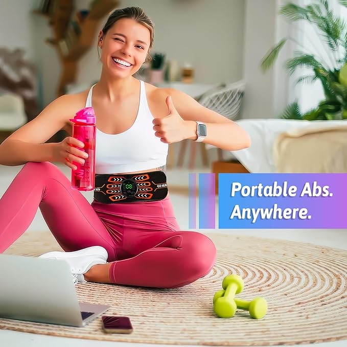 Electronic Muscle Stimulator, Abs Stimulator Muscle Toner, Ab Machine Trainer for All Body, Rechargeble for Fitness Strength Training Workout Equipment for Men and Women(Waist + Arms)