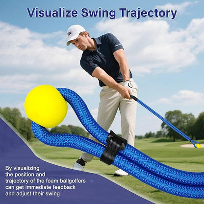 Golf Rope Swing Trainer, Golf Swing Training Aid to Improve Speed, Accuracy, Rhythm, Flexibility and Strength, Portable Golf Training Tool for Indoor/Outdoor Practice