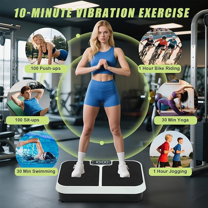 Homesy Vibration Plate Exercise Machine, Vibrating Plate for Lymphatic Drainage, Full Body Shaking Workout Fitness Platform Board, Sport Gym Equipment for Weight Loss Fat Burner for Women Men