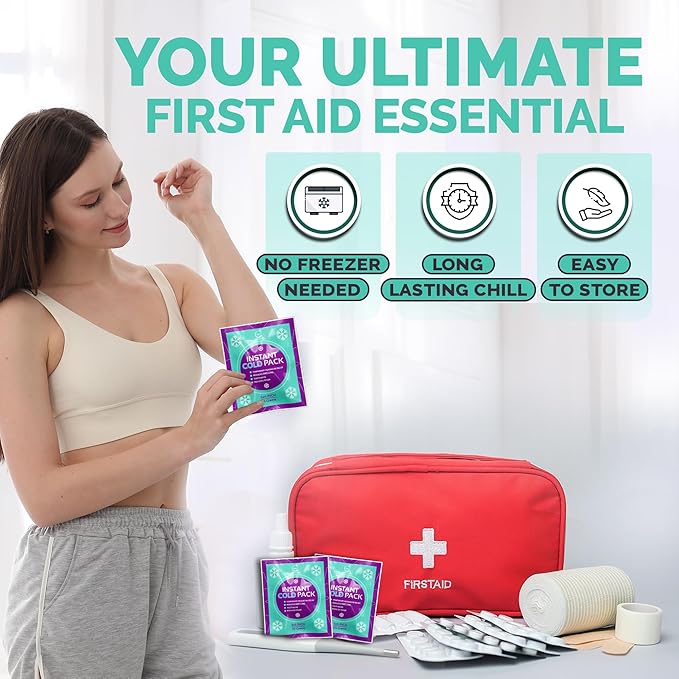 Instant Ice Cold Pack (6” x 5”) - 50 Packs Disposable Instant Ice Packs for Injuries | Cold Compress Ice Pack for Pain Relief, Swelling, First Aid, Toothache, & Outdoor Activities -Subscribe & Save