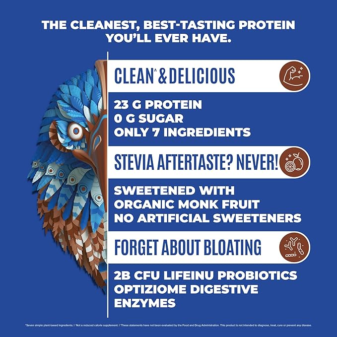 Falcon Vegan Protein Powder Organic, Stevia & Sugar Free, Plant Based Protein, Low Carb, Dairy Free, Keto, Non Whey Protein, Probiotic, Pea Protein | Chocolate Flavor - 18 Servings - 1.32lb