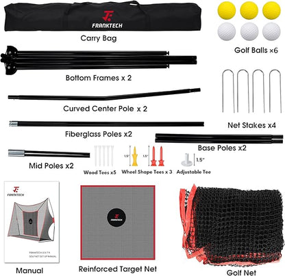 Golf Practice Net - Heavy Duty Driving Range Net with High Impact Chipping Target, Include Carry Bag and Golf Balls for Indoor Outdoor
