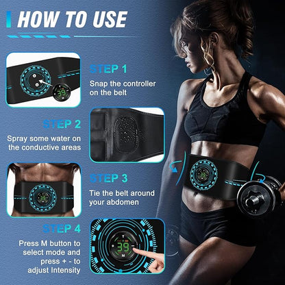 Electronic Muscle Stimulator, Ab Toning Belt Muscle Toner Fitness Training for All Body, Rechargeble for Fitness Strength Training Workout Equipment for Men and Women