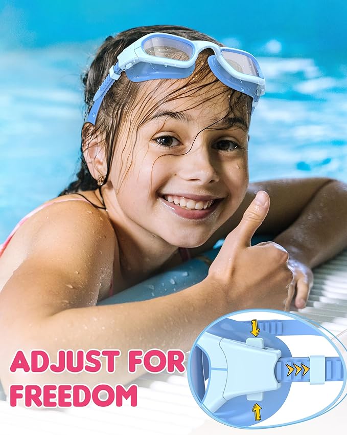 Kids Swim Goggles,Swimming Goggles for Kids 6-14, Anti-Fog UV Protection Pool Glasses for Boys Girls