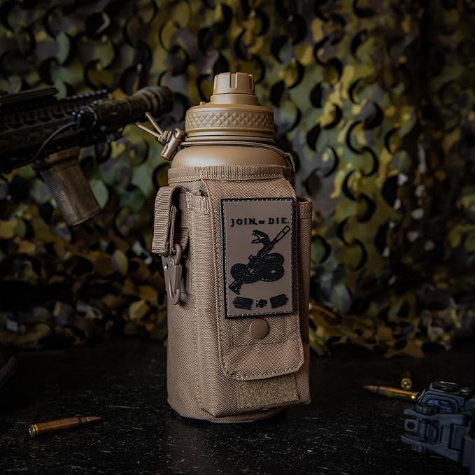 Iron InfideI Battle Bottle Sleeve - 64 oz and 32 oz Water Bottle Sleeve Only for Half Gallon 1L Steel Water Bottle | Rugged Cover with Molle for Versatile Design with Storage for Phone, Wallet & Keys