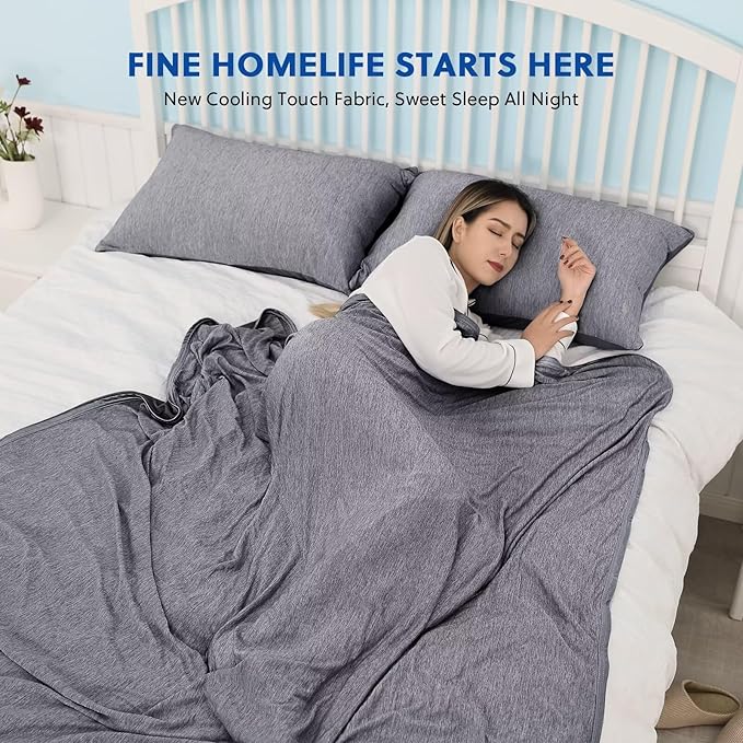 HOMFINE Cooling Blankets for Hot Sleepers - Summer Blanket Thin Lightweight Breathable Soft Double Side Enhanced Cooling for Bed Couch Sofa, Keep Cool for Night Sweats (Black, 90 x 90 inches)