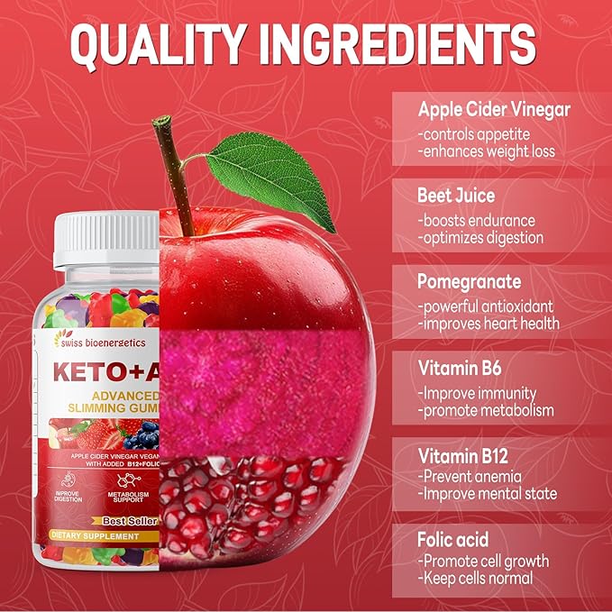 Keto Apple Cider Vinegar Gummies, Keto ACV Gummy Diet Supplement, Advanced 1500mg ACV Gummies with Folate, B12、B6 and Keto Support for Women Men, Gelatin- Free, Vegan & Non-GMO (Multi-Flavor)