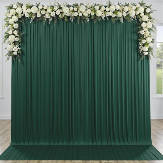 10 ft x 8 ft Wrinkle Free Hunter Green Backdrop Curtain for Parties, Fabric Dark Green Photo Backdrop Drapes 2 Panels 5x10ft for Baby Shower Wedding Birthday Party Photography Curtains