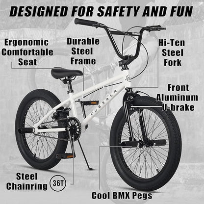 Freestyle BMX Bike, 18 20 Inch Kids Bicycle for 5-13 Years Old Kids and Beginner Level Rider, Multiple Colors