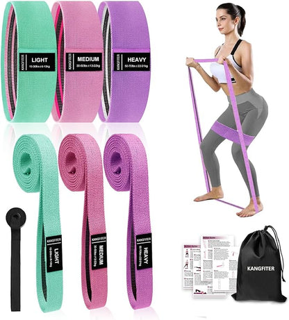 Long and Short Fabric Resistance Bands with Door Anchor 7 PCS, Non-Slip Stretch Booty Bands for Working Out Women & Men, Loop Exercise Elastic Bands for Home Physical Therapy Yoga Pilates