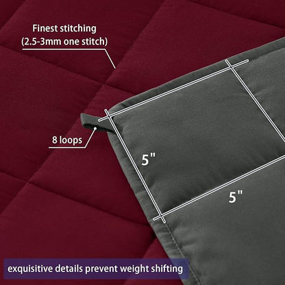 King Size Weighted Blanket for Adults (20 lbs, 80” x 87”, Red Grey) Cooling Heavy Blanket for Sleeping Perfect for 190-210 lbs, Breathable Blanket for Adults & Couple All Season, Machine Washable