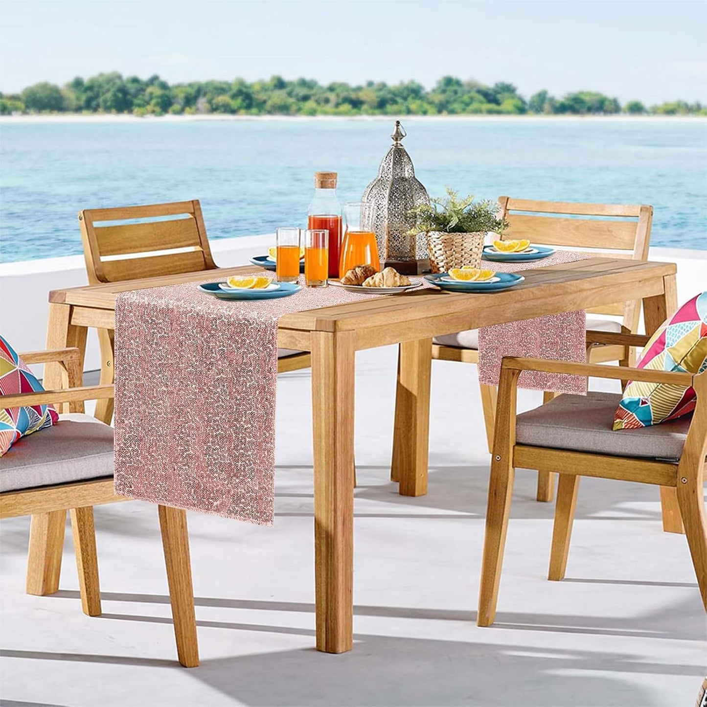 10 Packs 12 x 72 inches Sequin Table Runner, Rose Gold Glitter Table Runner for Birthday Party Supplies Wedding Engagement Baby Shower Holiday Celebration Event Decorations