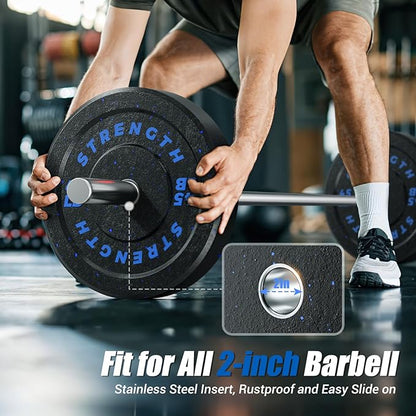 GIKPAL 2-Inch Bumper Plates High Bounce - Rubber Olympic Weight Plates Set for Home Gym, Barbell Plates for Weight Lifting Strength Training,