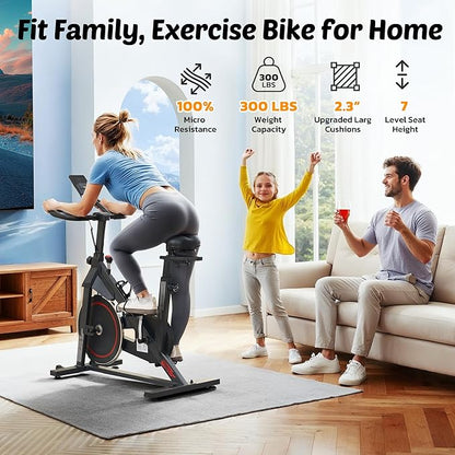 Exercise Bike Stationary Bikes for Home Cycling Bike Indoor Bike with Comfortable Seat Cushion LCD Monitor Silent Belt Drive 300 lbs Weight Capacity Heavy Flywheel