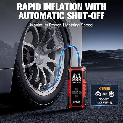 GOOLOO A6 Gear Tire Inflator Portable Air Compressor, 160 PSI Cordless Tire Inflator with Digital Pressure Gauge ＆LED Light, Air Pump for Car Tires, Bike, Motorcycle, Balls