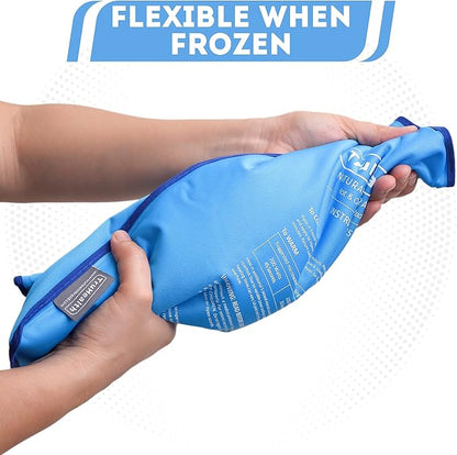 Extra Large Reusable Gel Ice Pack for Injuries & Pain Relief - 2-Pack, Extra Large - Blue - Hot & Cold Therapy Ice Bags for Injuries - Flexible, Leak-Free Design