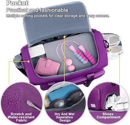 FIORETTO Women's Gym Duffle Bag with Shoes Compartment, 37L Capacity, Ideal for Travel, Gym, Sports, Duffel, Weekender
