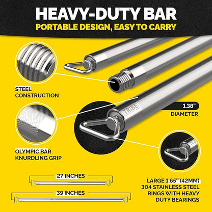 Long Resistance Bands for Working Out Men and Women - Set of 5 Pull-Up Bands, Rubber Handles and Door Anchor - Workout Bands Resistance for Men - Exercise Bands Resistance Bands Set