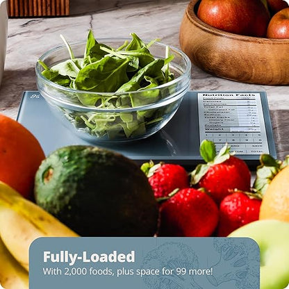Greater Goods Nutrition Scale with Food Grade Glass, Perfect for Calorie Counting, Meal Prep, and Weight Loss (Stone Blue)