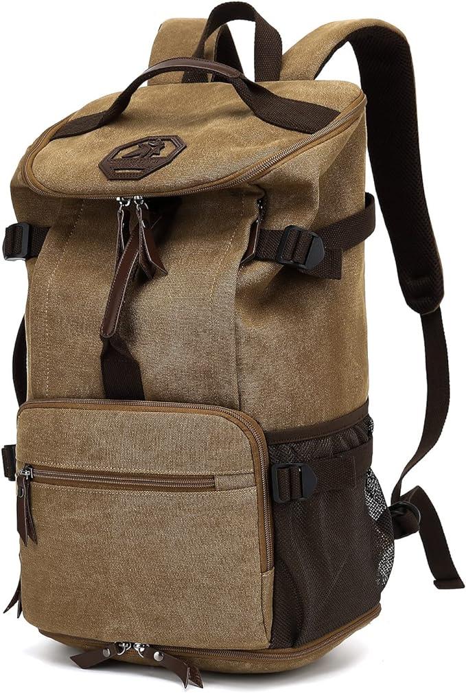 Kalesi Gym Duffle Bag Backpack 4-Way Vintage canvas with Shoes Compartment for travel Sport Hiking laptop (Vintage coffee)