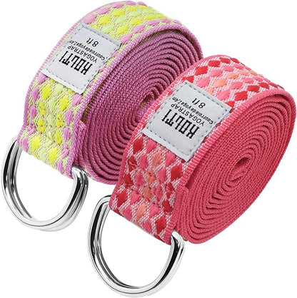 Yoga Exercise Adjustable Straps 8FT with Durable D-Ring for Pilates & Gym Workouts | Hold Poses, Stretch, Improve Flexibility & Maintain Balance