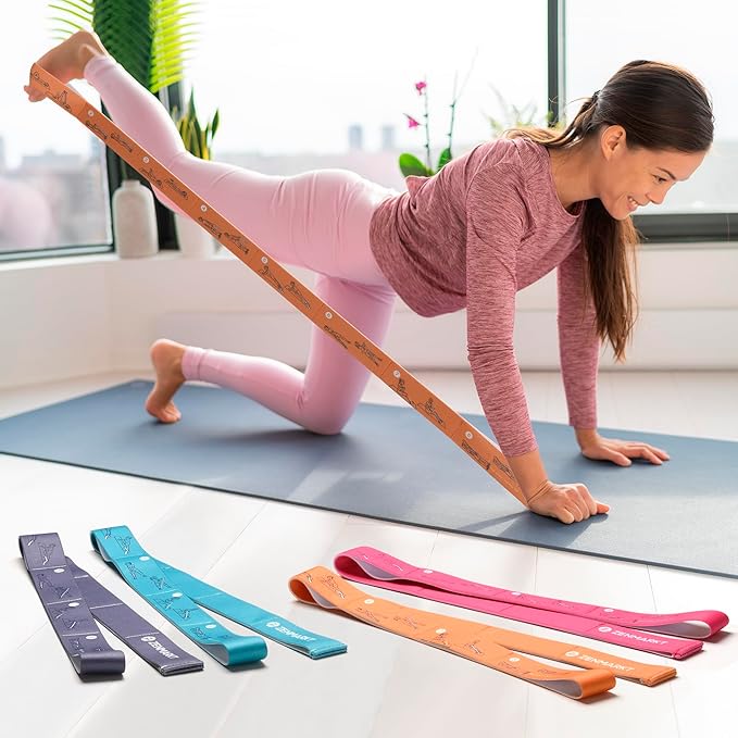Yoga Strap for Stretching - 8 Loops Stretching Strap - Essential Yoga Accessories for Flexibility and Enhanced Stretching - Ideal Stretch Strap in Yoga and Pilates