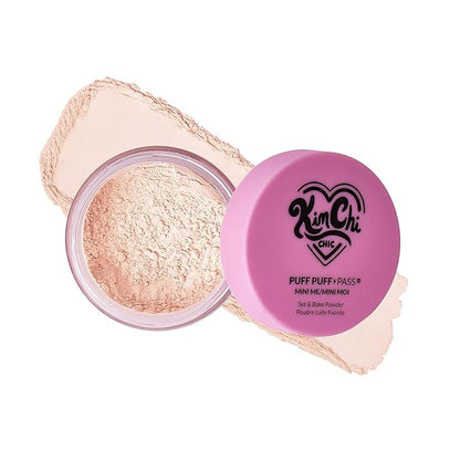 KimChi Chic Puff Puff Pass Mini Translucent Set of 3 - Lightweight Loose Setting Powder with Rice Powder & Vitamin E, Oil Absorbing for All-Day Wear, 5g