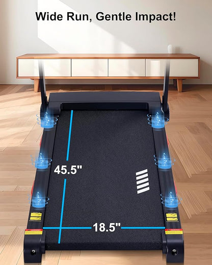 Auto Incline Treadmill, 20% Incline, 3.0HP, 10 MPH Running Machine, 18.5" Wide Belt, 350 lbs Capacity, Treadmill for Home with Bluetooth App