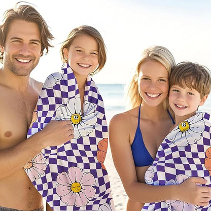 JML Personalized Beach Towel with Name, Custom Flower Beach Towel, Customized Microfiber Pool Towel, Quick Dry & Absorbent Swim Towel for Adult,Anniversary, Birthday, Summer Holiday,Vacation