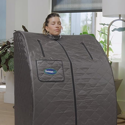 Durasage Lightweight Portable Personal Steam Sauna Spa - 800W Steam Generator, 60-Min Timer, Zippered Access, Single Front Pocket, Foldable Frame & Chair - Indoor Use, at-Home Relaxation Kit