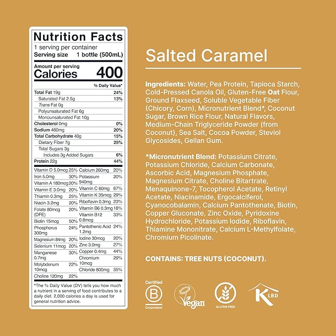 Huel Ready-to-Drink | Salted Caramel Meal Replacement Drink | High Protein Drink | Nutritionally Complete, Low Sugar, High Fiber, Plant Based, Vegan, Healthy | 22g Protein Per Bottle, 16.9 Fl Oz (12 Pack)