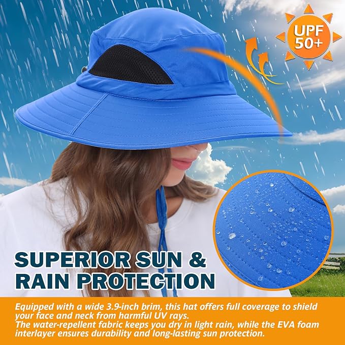 EINSKEY Wide Brim Sun Hat, UPF 50+ UV Protection Waterproof Packable Bucket Hat for Men & Women, Fishing Hiking Beach Garden