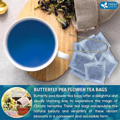 FRESHDRINKUS Premium 55 Butterfly Pea Flowers Tea Bags,100% Pure, Organic, Non GMO, Made With Organic Bags, Sugar/ Caffeine/ Gluten Free, Wildcrafted, Vegan, Handmade Product