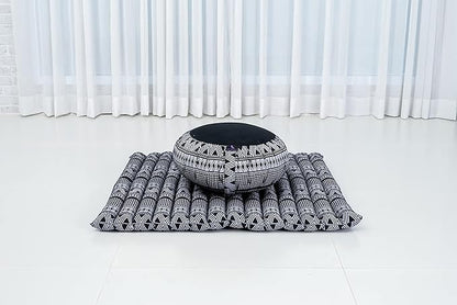 Leewadee Meditation Cushion Set – 1 Round Zafu Meditation Pillow and 1 Square Roll-Up Zabuton Meditation Mat, Pillows Bundle Filled with Kapok