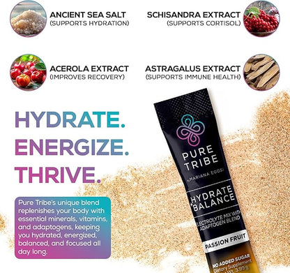 Electrolytes Powder Packets - Sugar Free Hydration Powder Drink Mix Loaded with 6 B Vitamins & Minerals - Energy Drink for Muscle and Mood Support - Passion Fruit Flavor - 30 Servings