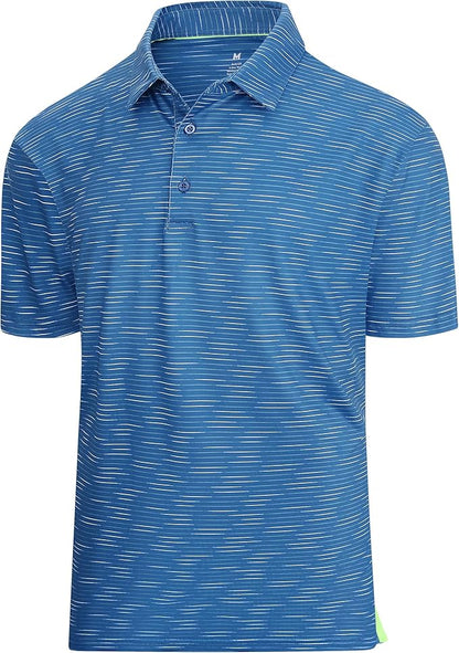 Esabel.C Jacquard Golf Shirts for Men Moisture Wicking Short Sleeve Performance Dry Fit Active Mens Polo Shirts