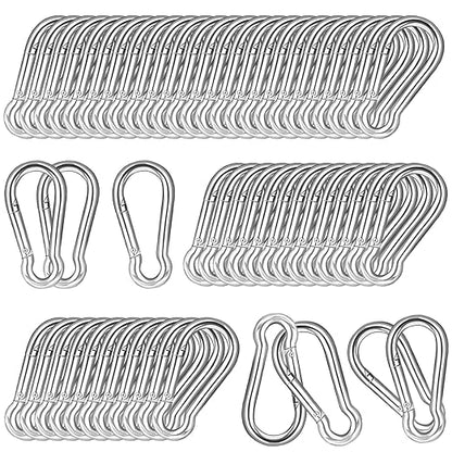 40 PCS 2.36'' Spring Snap Hook Carabiner, M6 1/4 Inch Galvanized Silver Steel Carabiner Clip, Small Carabiner Clip 260LBS Holding Capacity Quick Link Clip Keychain for Hammock Dog Leash & Camping Gym
