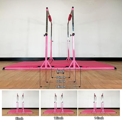 Gymnastics Double Horizontal Bars 3Play Parallel Bars Uneven Bars Gymnastics Training Kip Bar with 304 Stainless Steel Regulating Arms & Fiberglass Rail for Indoor Outdoor Home Club Use