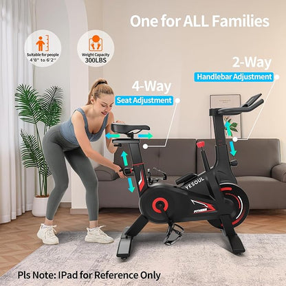 Yesoul Black Exercise Bike for Home,Smart White Cycling Bike Magnetic Stationary Bike, Low Noise Indoor Cycling Bike for Home Gym Electric Stationary Bike with Tablet Mount & Comfortable Seat Cushion for Women Apartment Workout Bike for Fitness