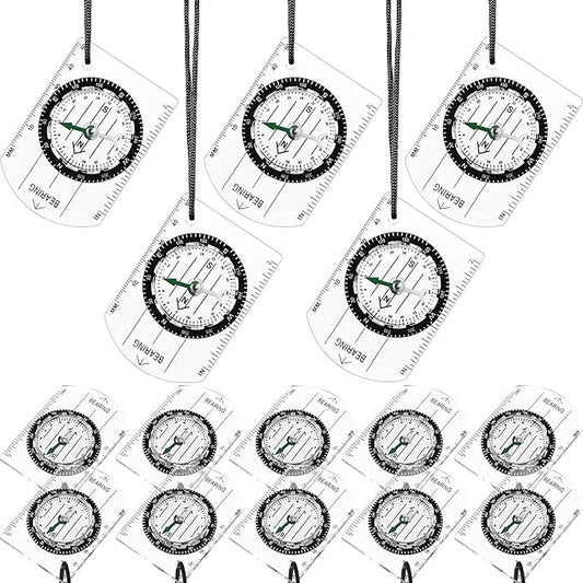17 Pieces Orienteering Magnetic Compass Adjustable Declination Map