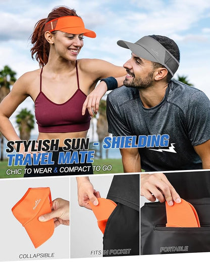 GXCROR Sports Sun Visor Hat Men Women, Lightweight Breathable Quick Dry Sports Sun Hat for Running Golf Tennis