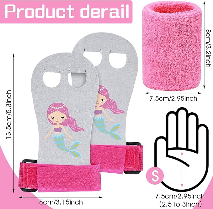 2 Gymnastics Grips Wristbands Sets for Girls Youth Kids