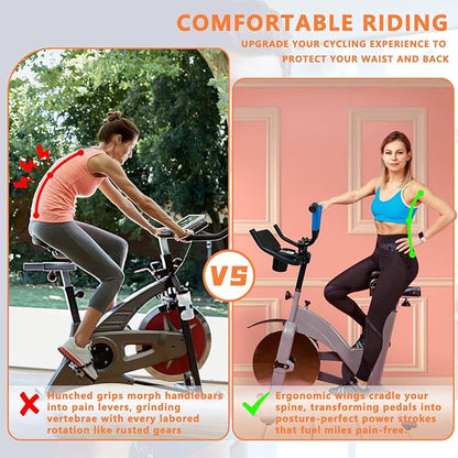 Handlebar Extender for Peloton Indoor Exercise Bikes, 1 Pair of Ultimate Handlebar Extension of Peloton Accessories (Sheep-horn (with Blue Tapes & Grips))