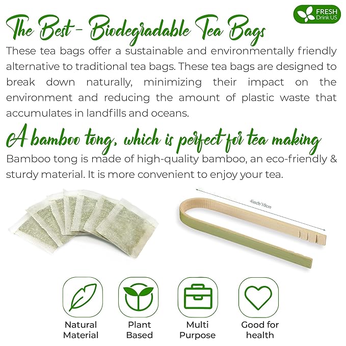 FreshDrinkUS, Premium 60 Mugwort Leaf Tea Bags, 100% Natural and Pure Mugwort Leaves. Loose Leaf Mugwort Herbal Tea. Mugwort Leaf Tea. No Sugar, No Caffeine, No Gluten, Vegan.