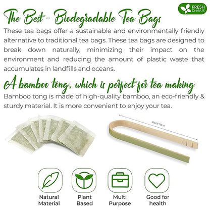 FreshDrinkUS, Premium 60 Mugwort Leaf Tea Bags, 100% Natural and Pure Mugwort Leaves. Loose Leaf Mugwort Herbal Tea. Mugwort Leaf Tea. No Sugar, No Caffeine, No Gluten, Vegan.